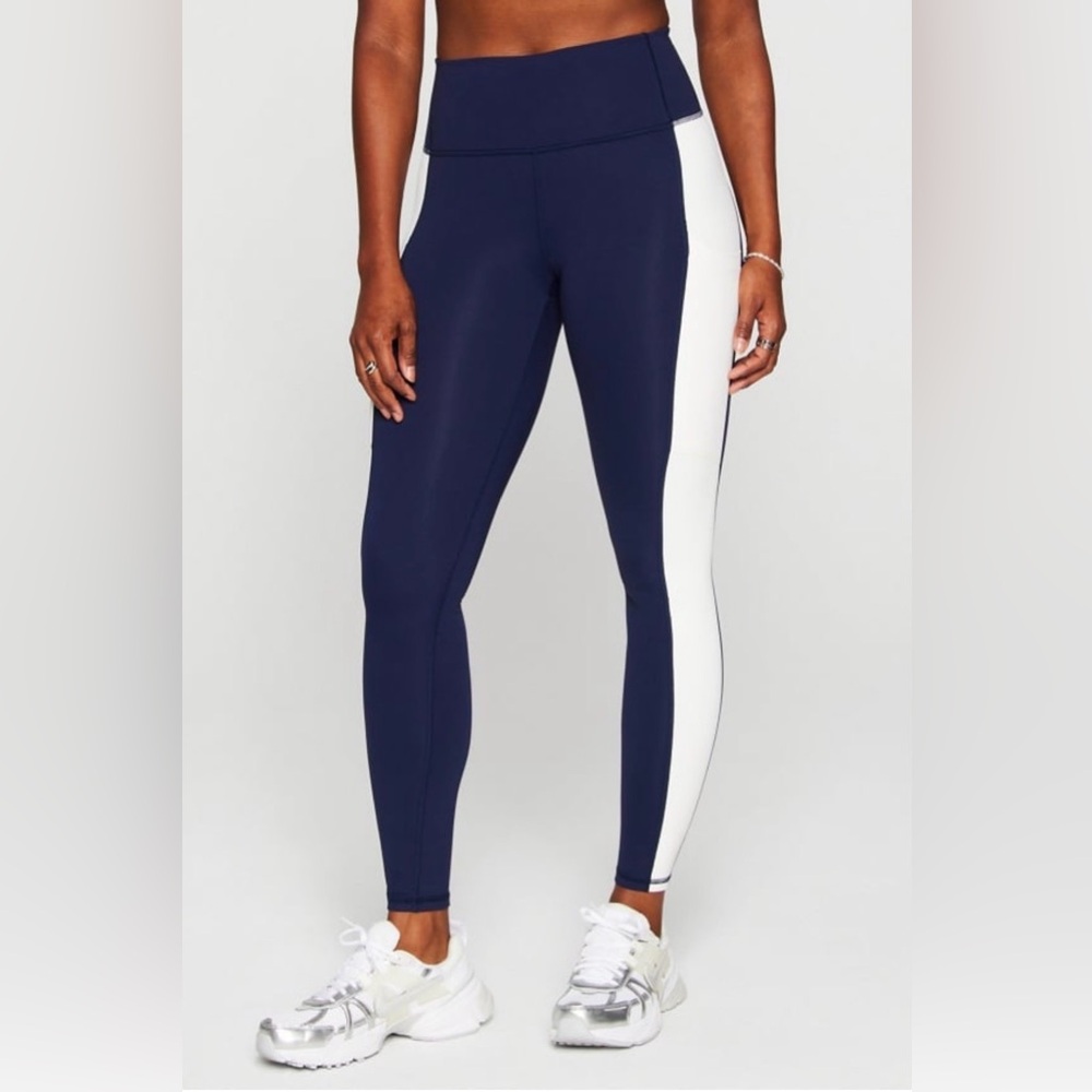 FABLETICS On-The-Go PowerHold High-Waisted pocket Legging navy white large‎